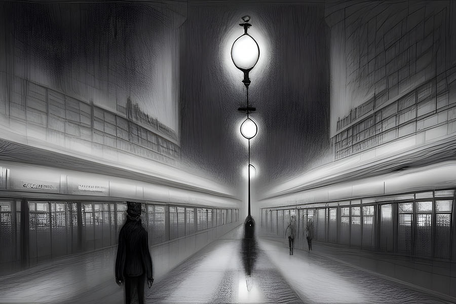 Train Station at Night Digital Art by Debra Kewley
