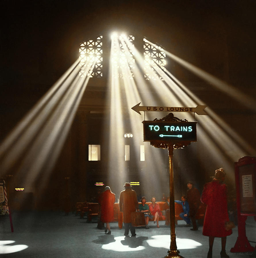 Train Station - Chicago Ill - Let there be light 1943 Photograph by Mike Savad
