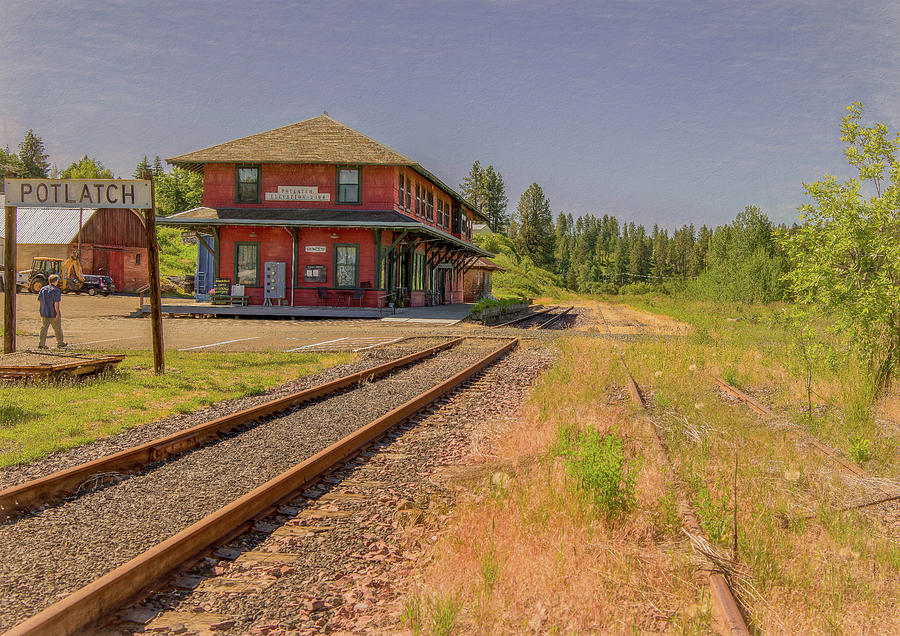Train Station of Potlatch, Idaho Photograph by Marcy Wielfaert