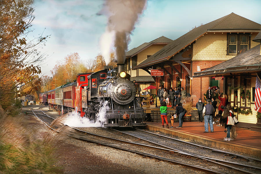 Train Station - The New Hope Locomotive Photograph by Mike Savad