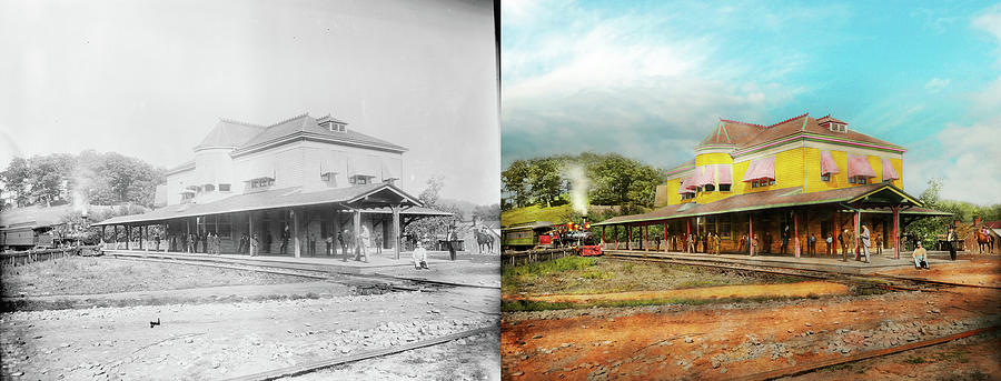 Train Station - The people you meet 1890 - Side by Side Photograph by Mike Savad