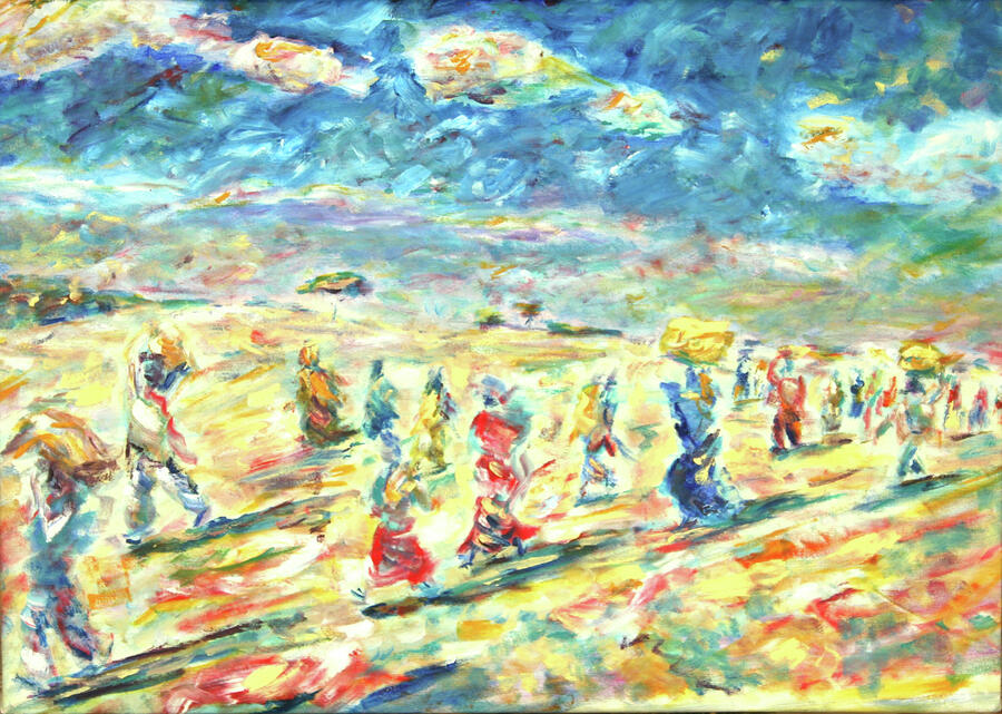 Train Stopping for Amartithi Painting by Pete Caswell Train Stopping for Amartithi Painting by Pete Caswell