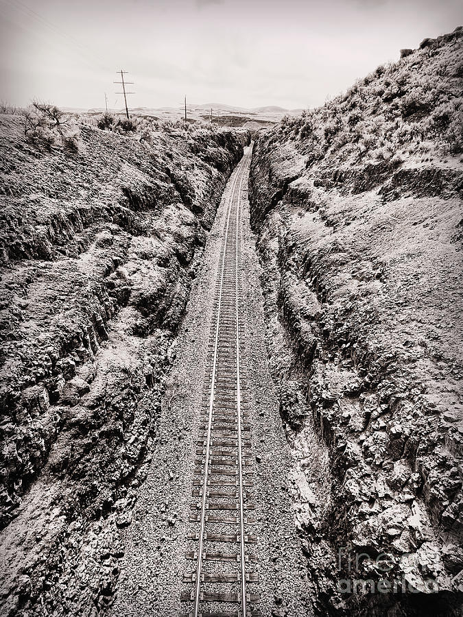 Train Tracks through Rocky Terrain Photograph by Carol Groenen