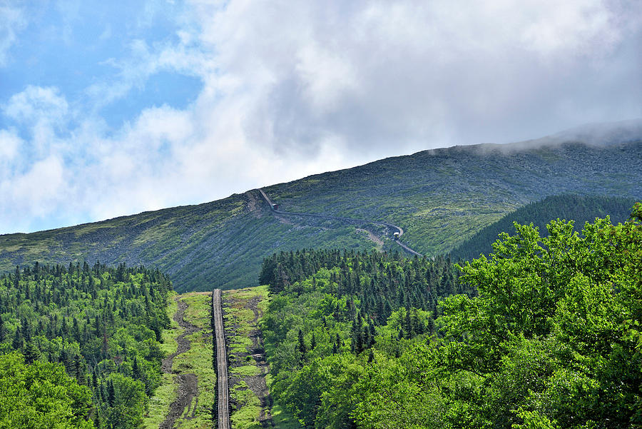 Train tracks up Mt. Washington, New Hampshire Photograph by Brendan Reals