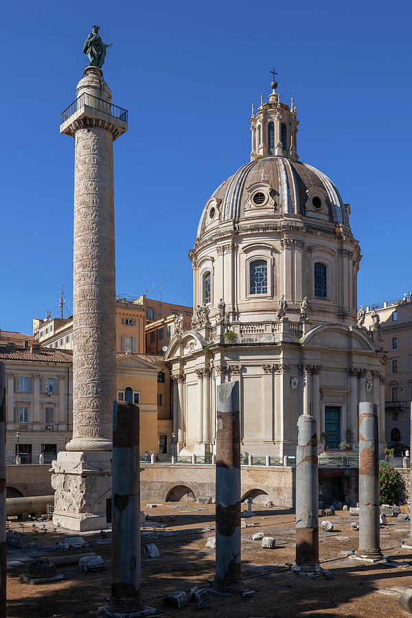 Trajan Column and Church in Rome Photograph by Artur Bogacki