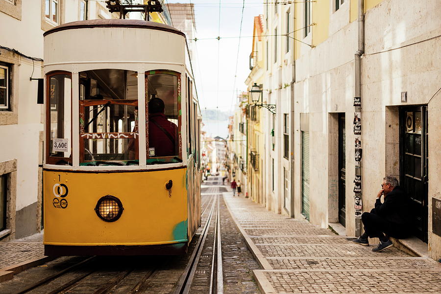 Tram in Elevador da Bica Photograph by Ben Pipe - Fine Art America