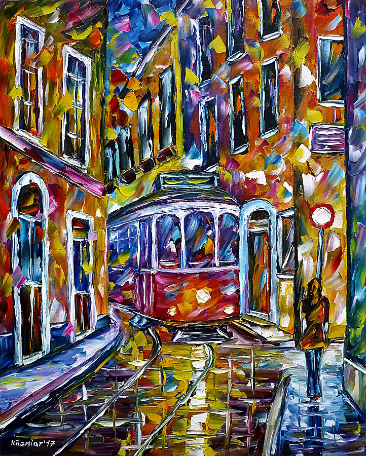 Tram In Lisbon II Painting by Mirek Kuzniar
