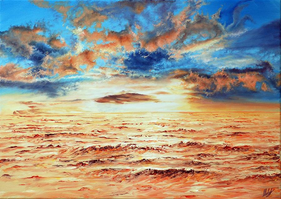 Sunset over the Sea Painting by Michelangelo Rossi