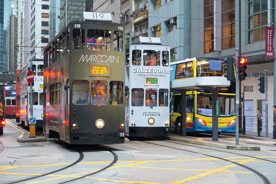 Trams in Hong Kong Photograph by Stephen Ashmore