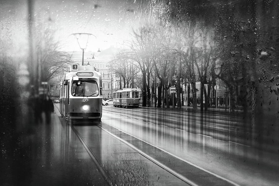 Trams of Vienna Austria Black and White  Photograph by Carol Japp