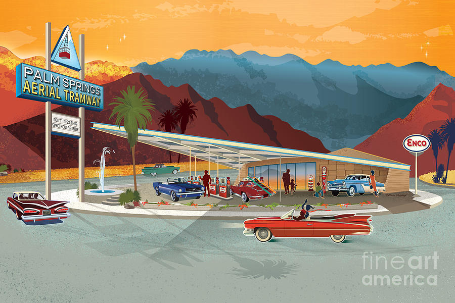 Tramway Gas Station Palm Springs California Digital Art by Diane Dempsey
