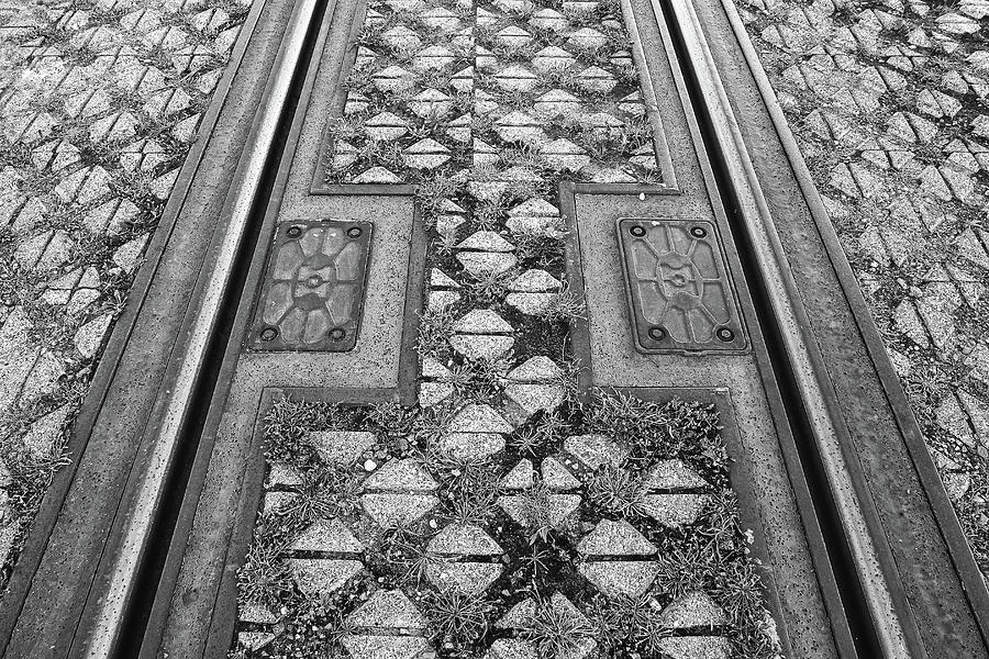 Tramway Track in Black and White Photograph by Maria Meester
