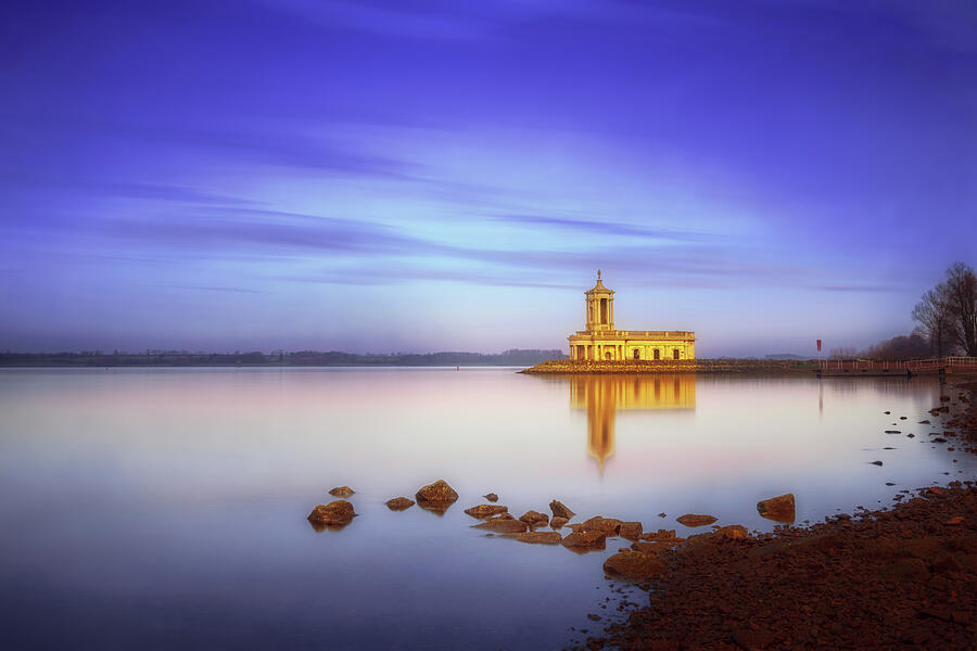 Tranquil Evening at Normanton Church on Rutland Water Photograph by John Wright Tranquil Evening at Normanton Church on Rutland Water Photograph by John Wright