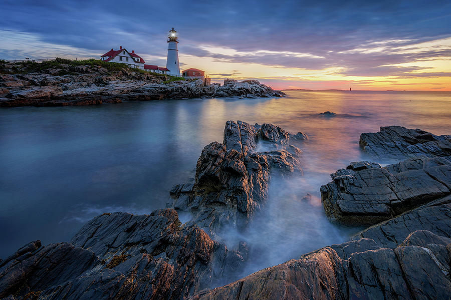 Tranquil Morning at Portland Head Light Photograph by Kristen Wilkinson
