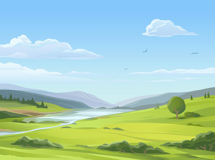 Tranquil Rural Landscape Drawing by Kbeis