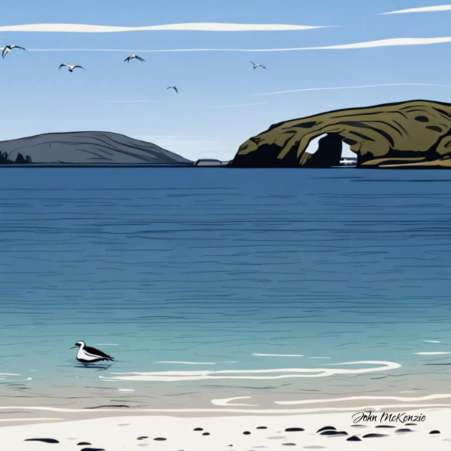 Tranquil Scottish Beach  Digital Art by John Mckenzie