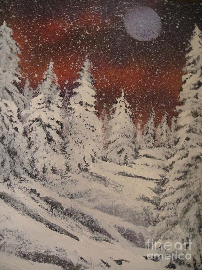 Tranquil Snowy Night Painting by Patrick Grills