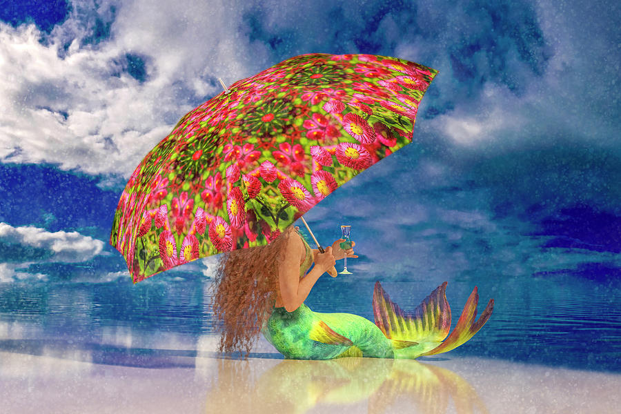 Mermaid Digital Art - Tranquility by the Sea by Betsy Knapp