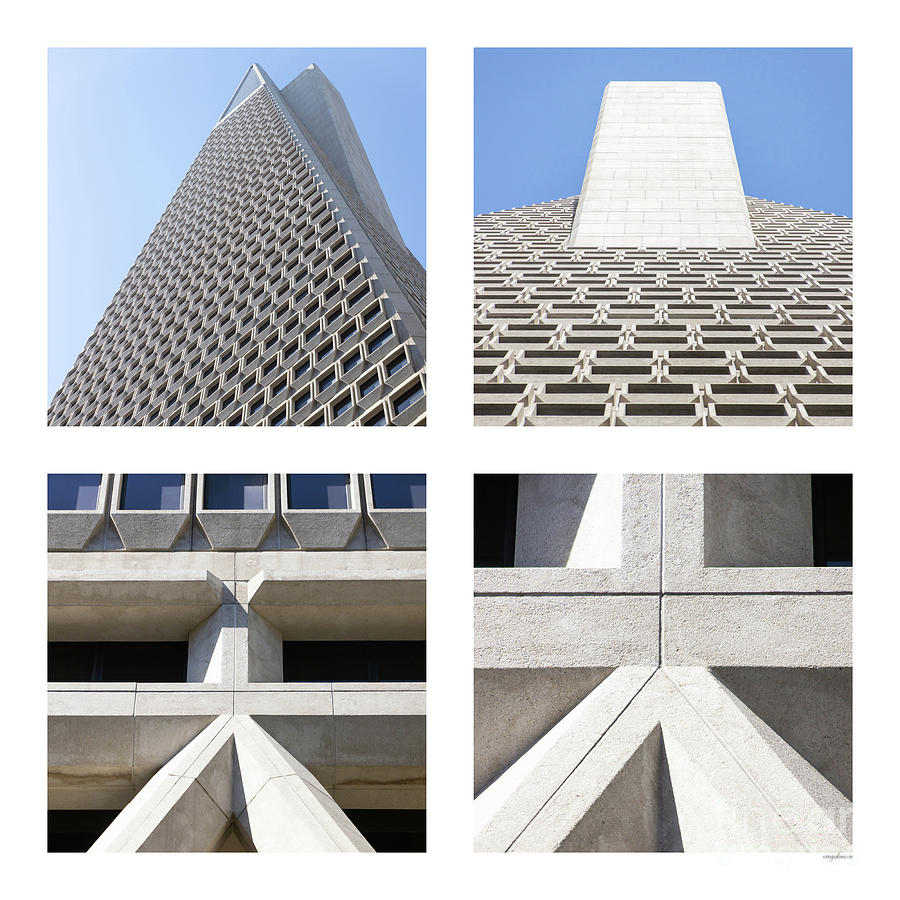 San Francisco Photograph - Transamerica Pyramid in San Francisco Abstract Geometry Details Four White BG by Wingsdomain Art and Photography