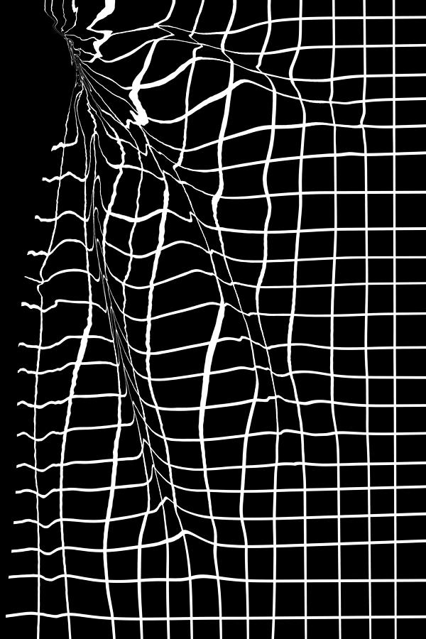 Transience 02 - Contemporary Abstract Expressionism - Black And White - Distorted Grid Mixed Media
