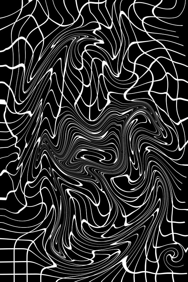 Transience 04 - Contemporary Abstract Expressionism - Black And White - Distorted Grid Mixed Media