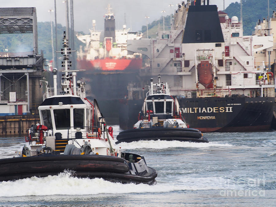Transiting the Panama Canal behind the Miltiades II Photograph by L Bosco
