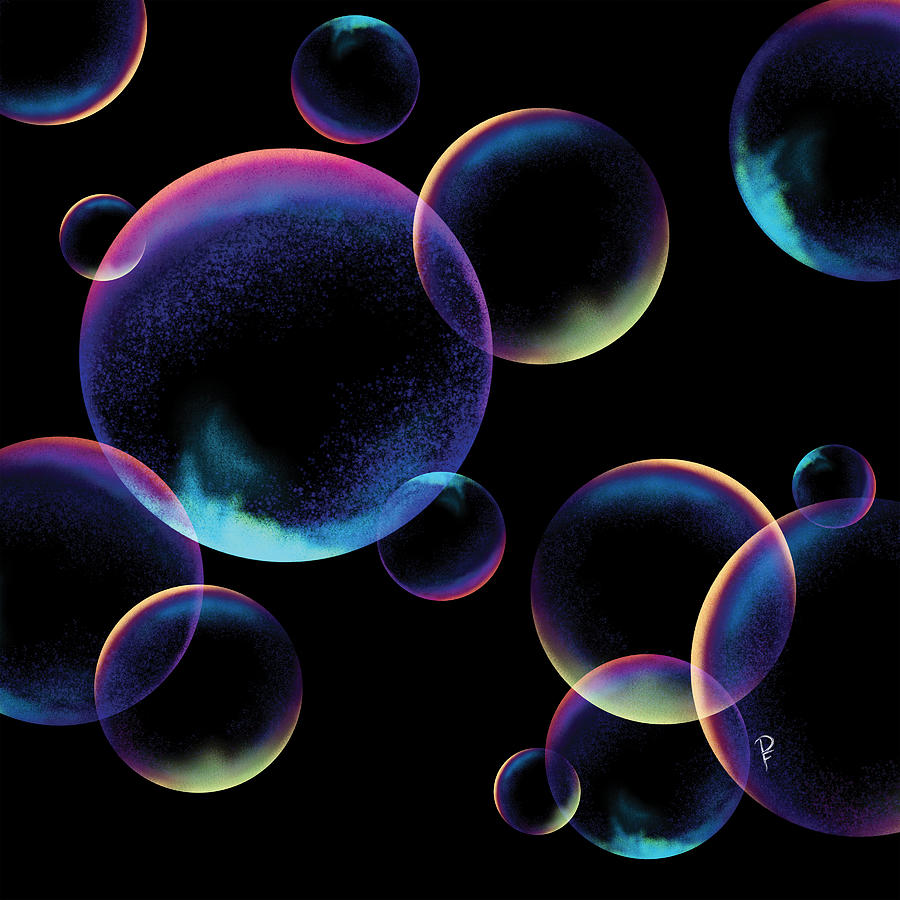 Translucent Bubbles - Faith Blk Bkgrd Digital Art