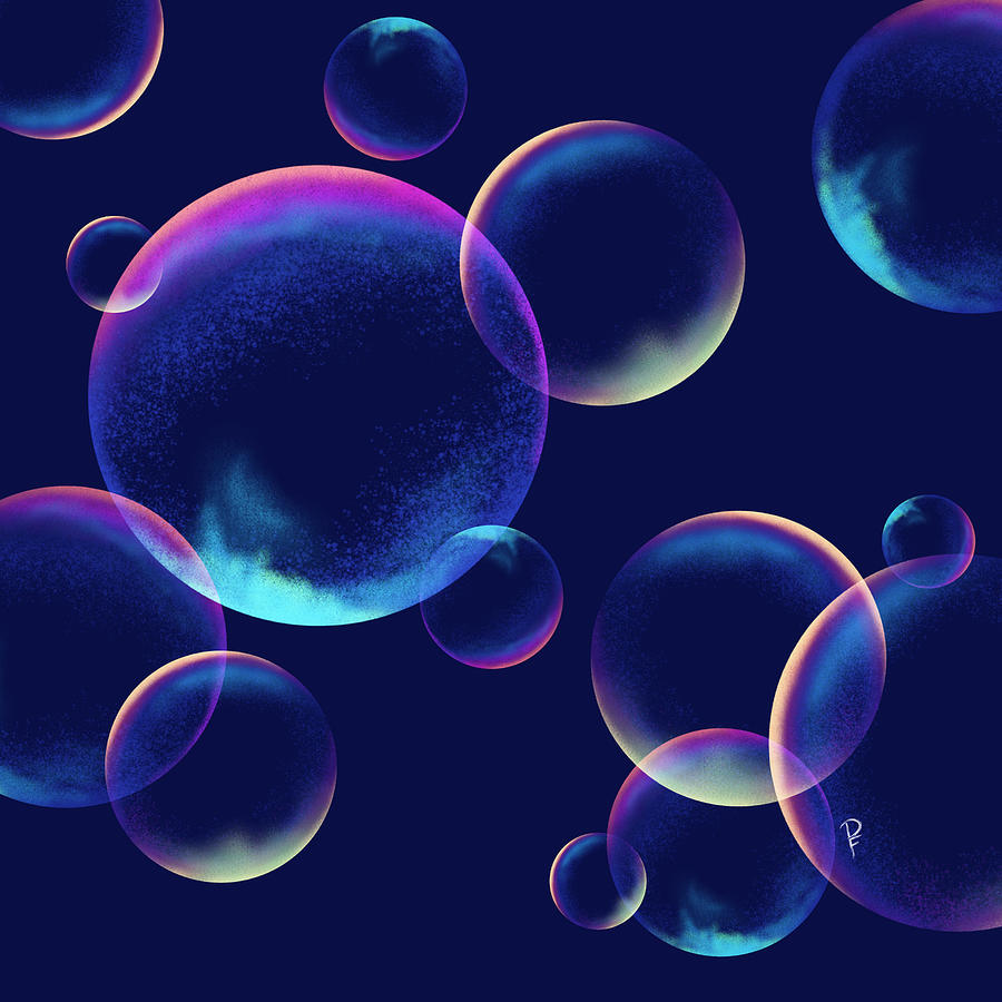 Translucent Bubbles - Faith Blue Bkgrd Digital Art