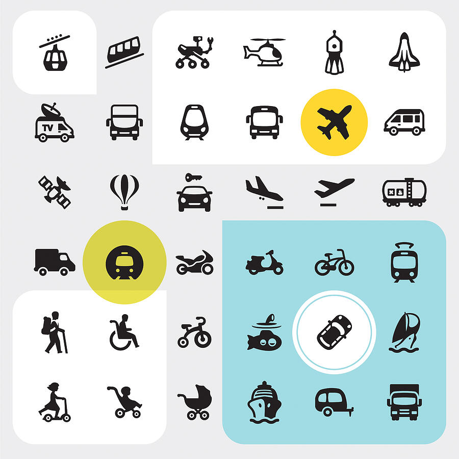 Transport icons set Drawing by Lushik