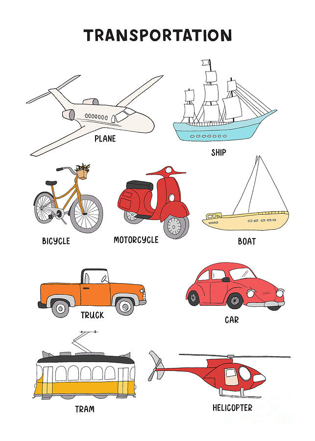 Transportation drawings for Kids Drawing by HW PrintsCo | Pixels