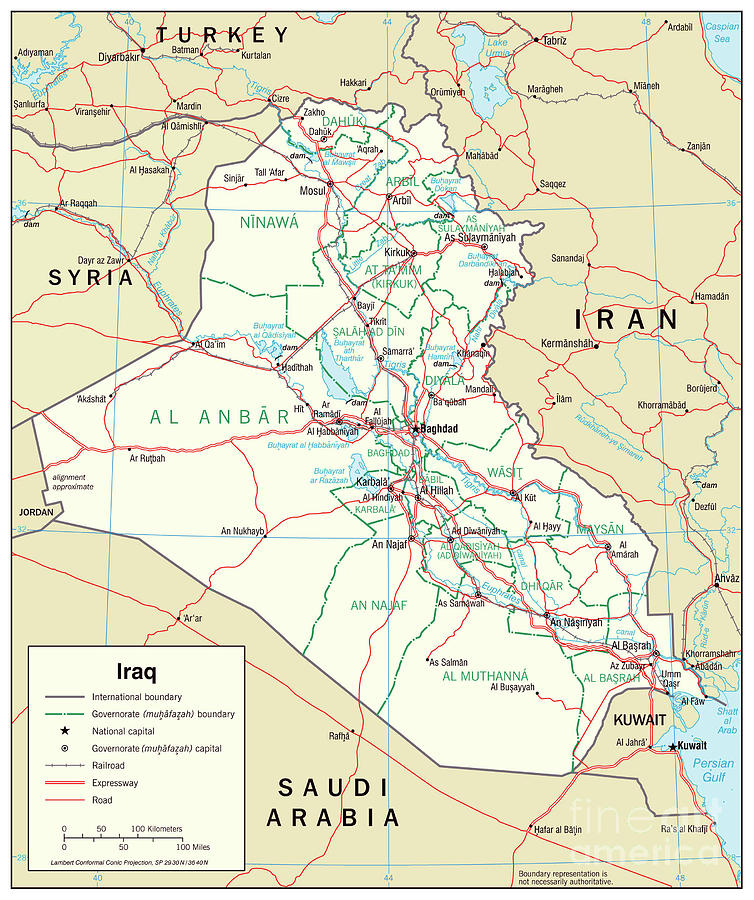 Transportation Map Of Iraq, 2008 Drawing by Granger - Pixels