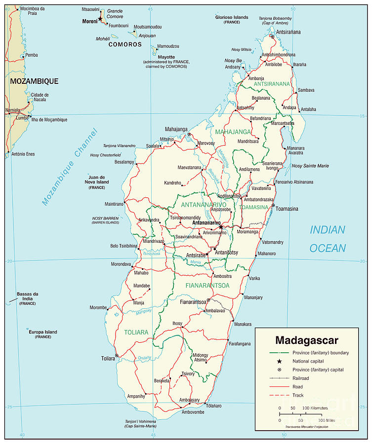 Transportation Map Of Madagascar, 2003 Drawing by Granger