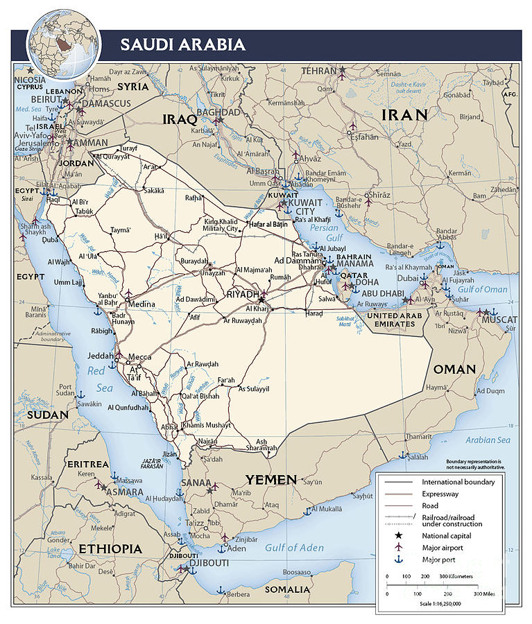 Transportation Map Of Saudi Arabia, 2013 Drawing by Granger | Pixels