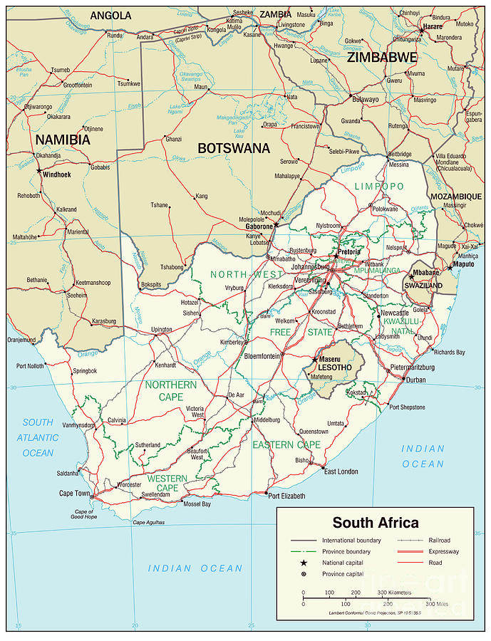 Transportation Map Of South Africa, 2005 Drawing by Granger - Pixels