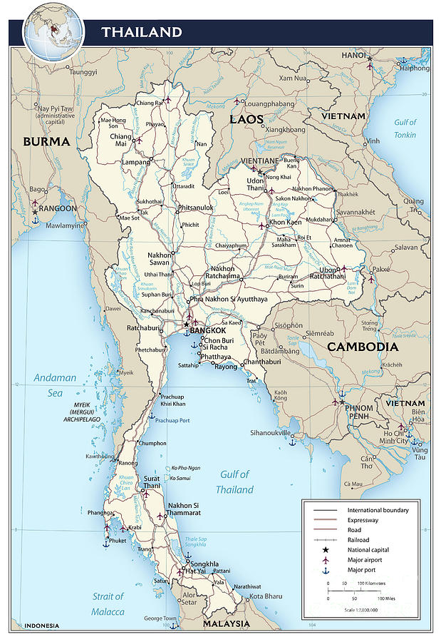 Transportation Map Of Thailand, 2013 Drawing by Granger - Fine Art America