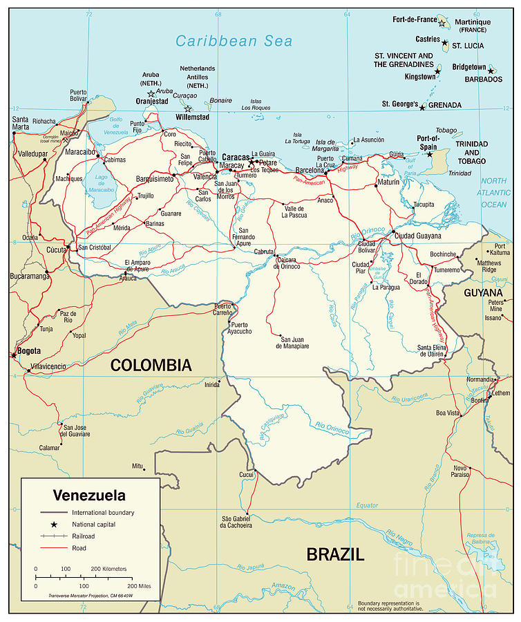 Transportation Map Of Venezuela, 2007 Drawing by Granger - Fine Art America