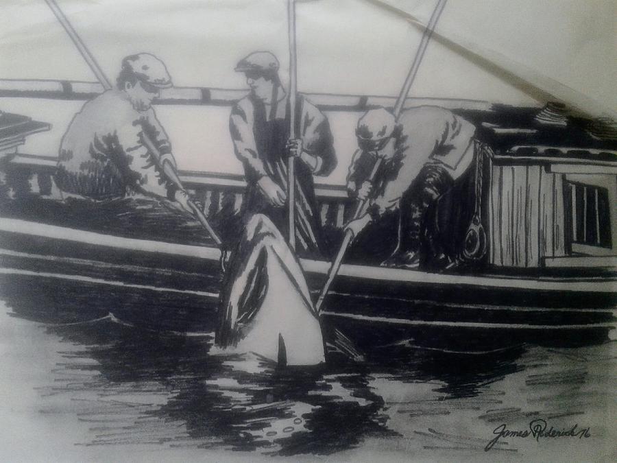 Trap boat fishing Painting by James RODERICK
