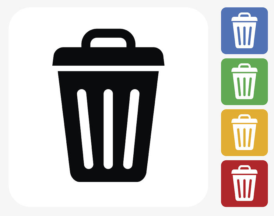 Trash Can Icon Flat Graphic Design Drawing by Bubaone