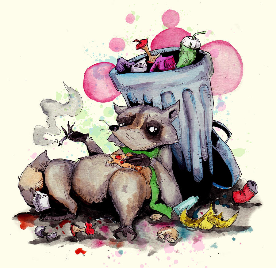 Raccoon Drawing - Trash Panda by Ludwig Van Bacon