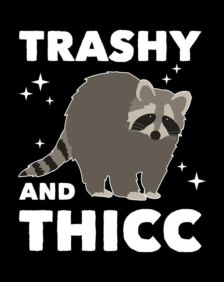 Trashy And Thicc Raccoon Trash Panda Funny Meme Thick Thighs Digital ...