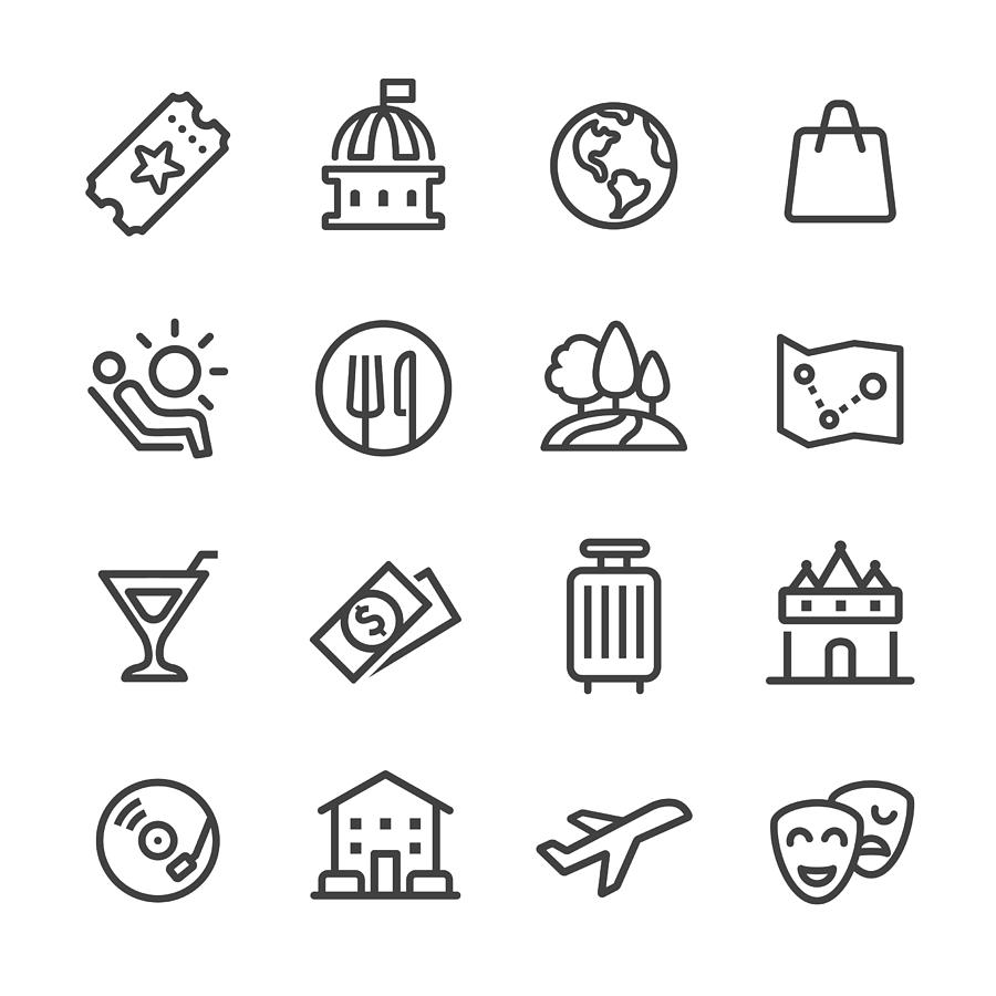Travel and Leisure Icons - Line Series Drawing by -victor-