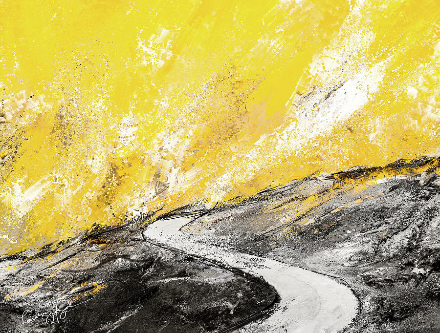 Travel Into The Sun - Yellow And Gray Art Painting