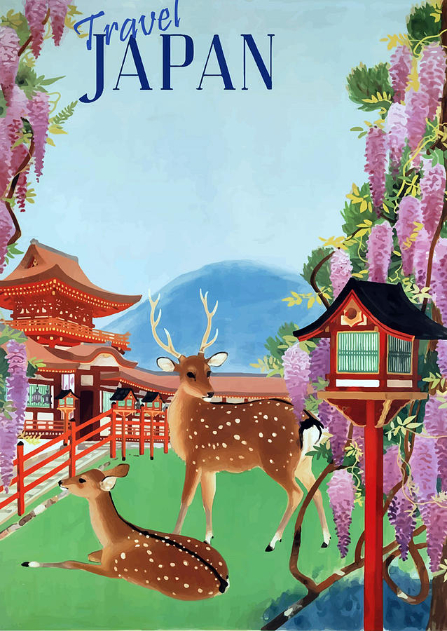 Deer Digital Art - Travel Japan by Long Shot