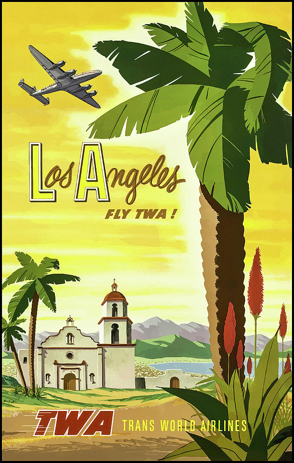 Travel Los Angeles California TWA Vintage Poster  Photograph by Carol Japp
