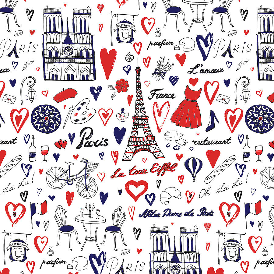 Travel Paris line pattern Drawing by Julien | Fine Art America