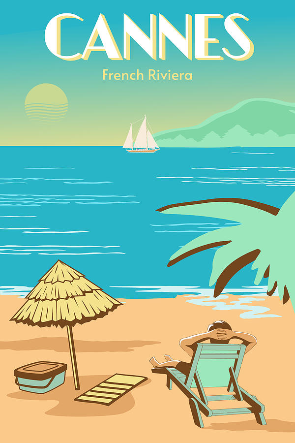 Travel Poster - Cannes French Riviera - France Digital Art by Une ...