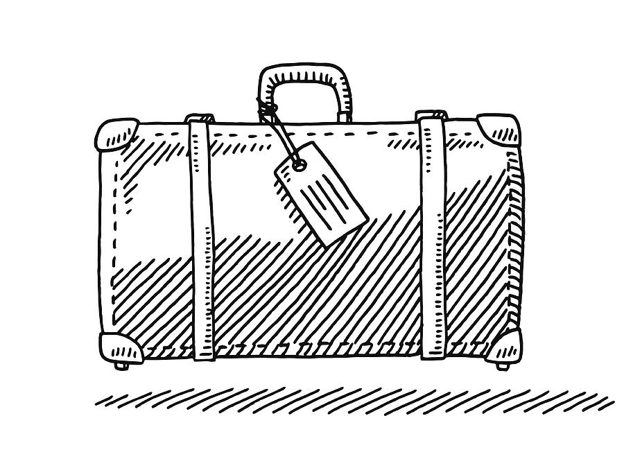 Travel Suitcase Luggage Tag Side View Drawing Drawing by FrankRamspott