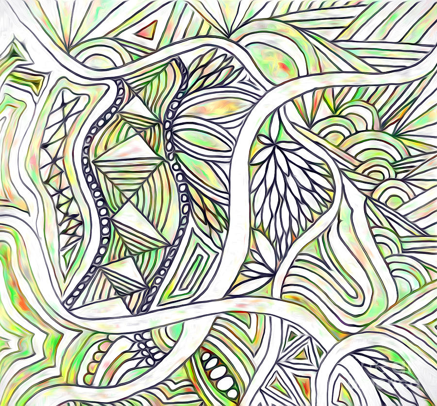 Travel Your Path - Zentangle Inspired Original Art Drawing by Kerri Farley