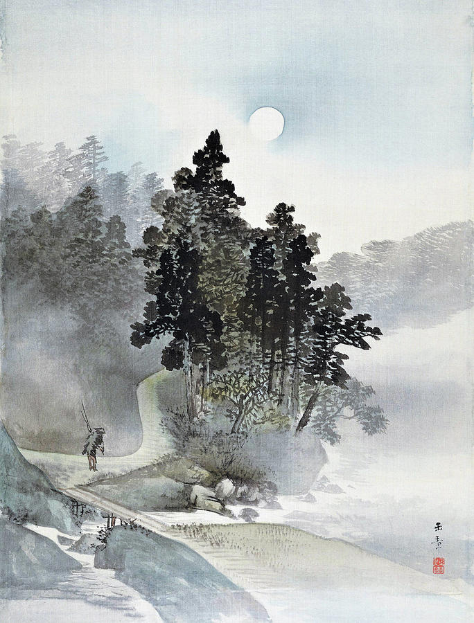 Traveling by Moonlight - Digital Remastered Edition Painting by Kawabata Gyokusho