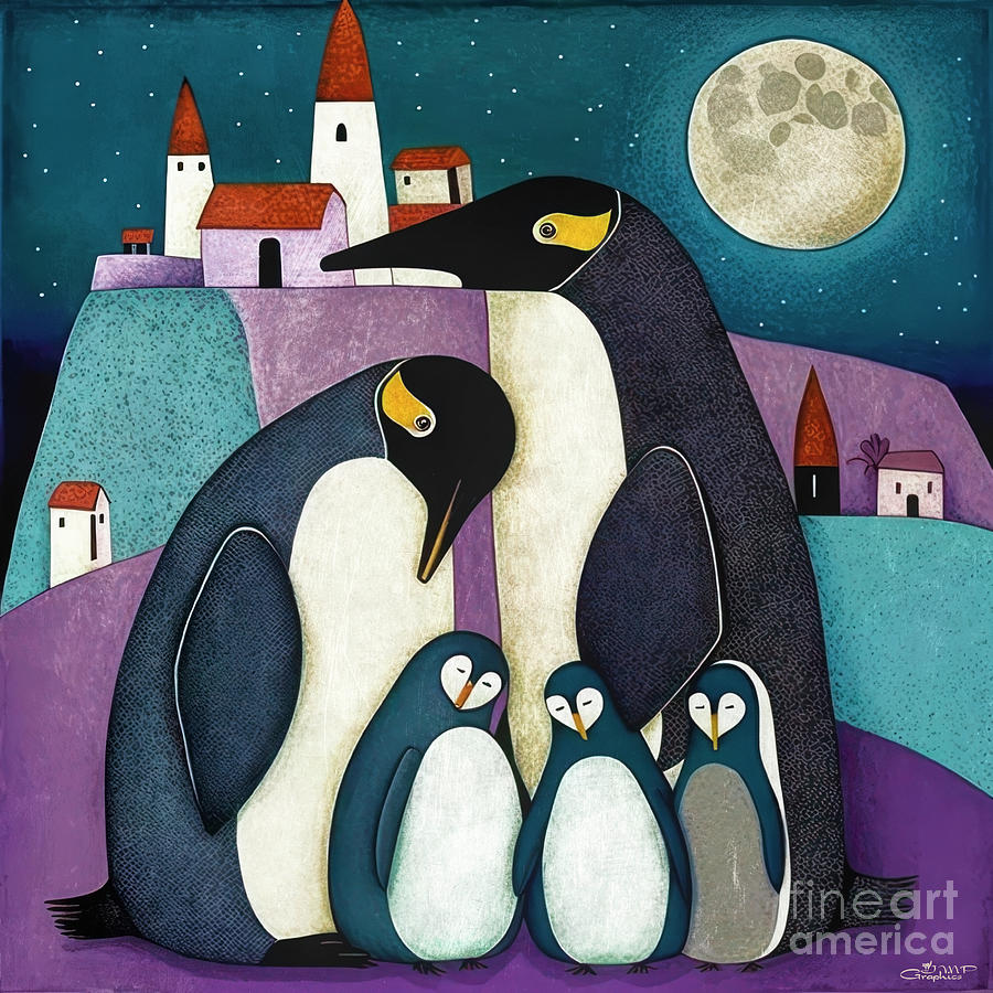 Traveling Penguin Family Digital Art by Jutta Maria Pusl